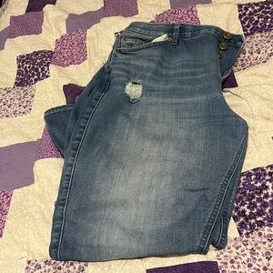 Torrid Button fly bombshell Jeans with frayed hem